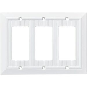 Franklin Brass W35274-PW-C White Classic Beadboard Triple Rocker Wall Plate